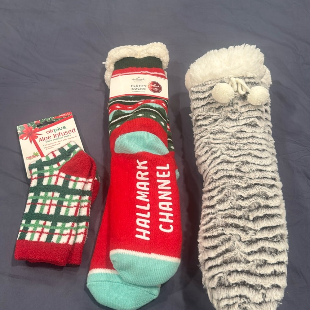 Various holiday socks